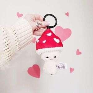 Scentsy Buddy Mushroom Plush Keychain in Red and White